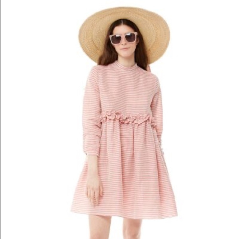 pink stripe linen dress